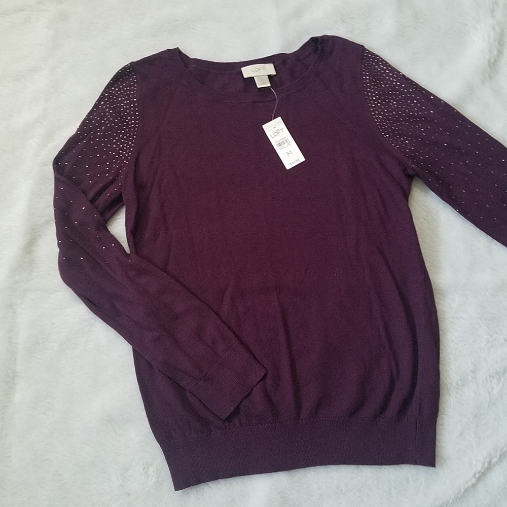 LOFT dark purple sweater medium